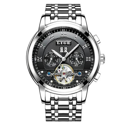 LIGE LG9841 Men’s Automatic Mechanical Watch with Stainless Steel Band