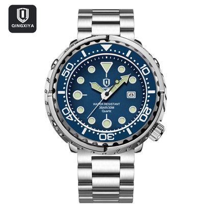 QINGXIYA Men’s Quartz Watch with Luminous Hands and Calendar