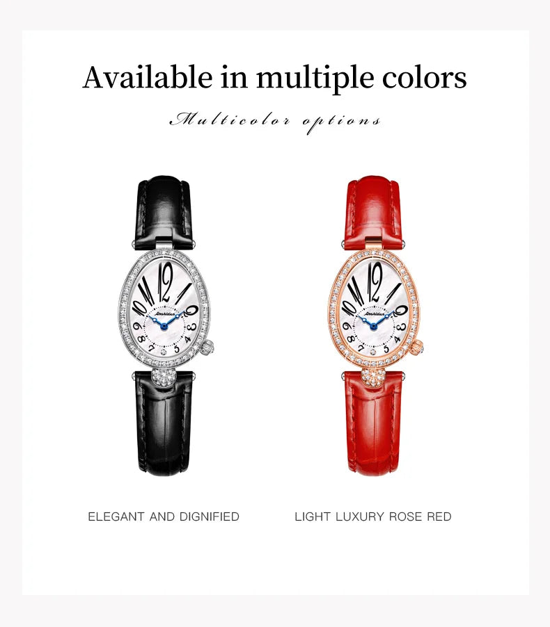 JSDUN 8827 Women's Quartz Watch - 50M Waterproof, Leather Band, Luxury