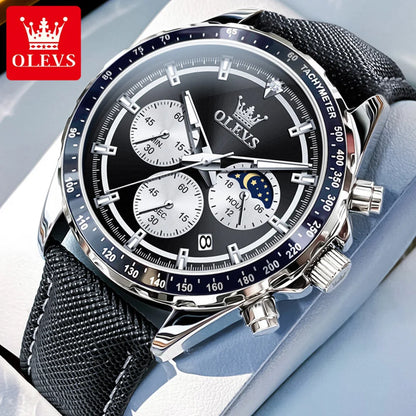OLEVS 2945 Men's Watch - Moon Phase, Chronograph, Waterproof, Backlight, Fashion Quartz