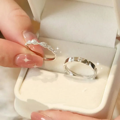 Square Zirconia Couple Rings - Luxury Wedding Bands