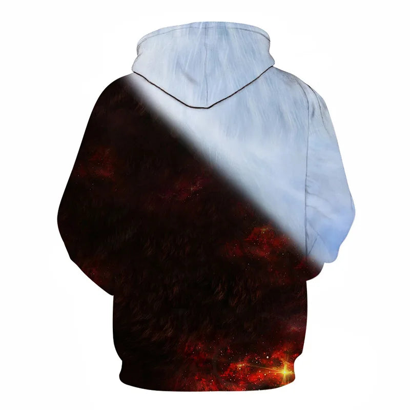 Wolf 3D Print Hoodie - Polyester O-Neck Oversized Streetwear