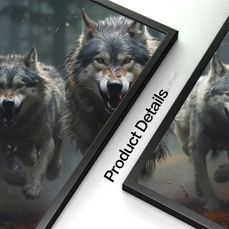 Running Wolf Canvas Poster - Waterproof Ink Spray Painting Wall Art
