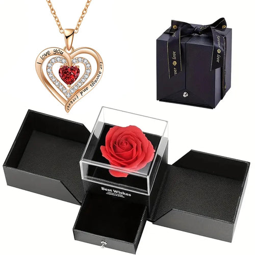Eternal Rose Jewelry Box with Necklace - Valentine's Day Gift Set