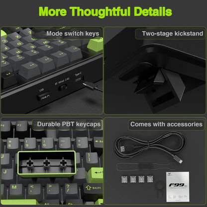 AULA F99PRO Wireless Mechanical Keyboard - Gasket Mount, Hot-Swap, 8000mAh