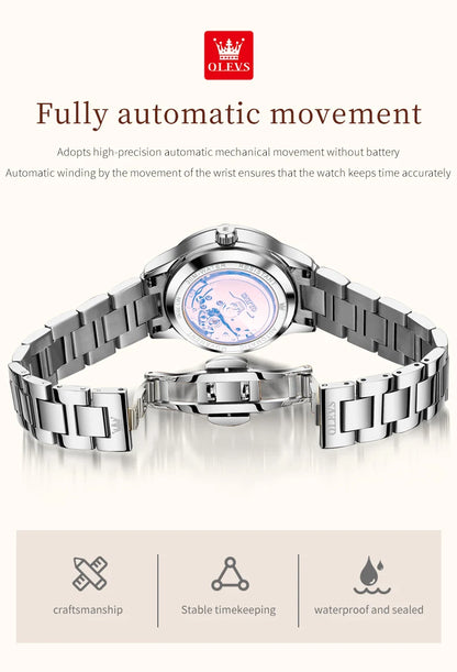 OLEVS Women's Automatic Mechanical Watch - Stainless Steel, Luminous, Waterproof