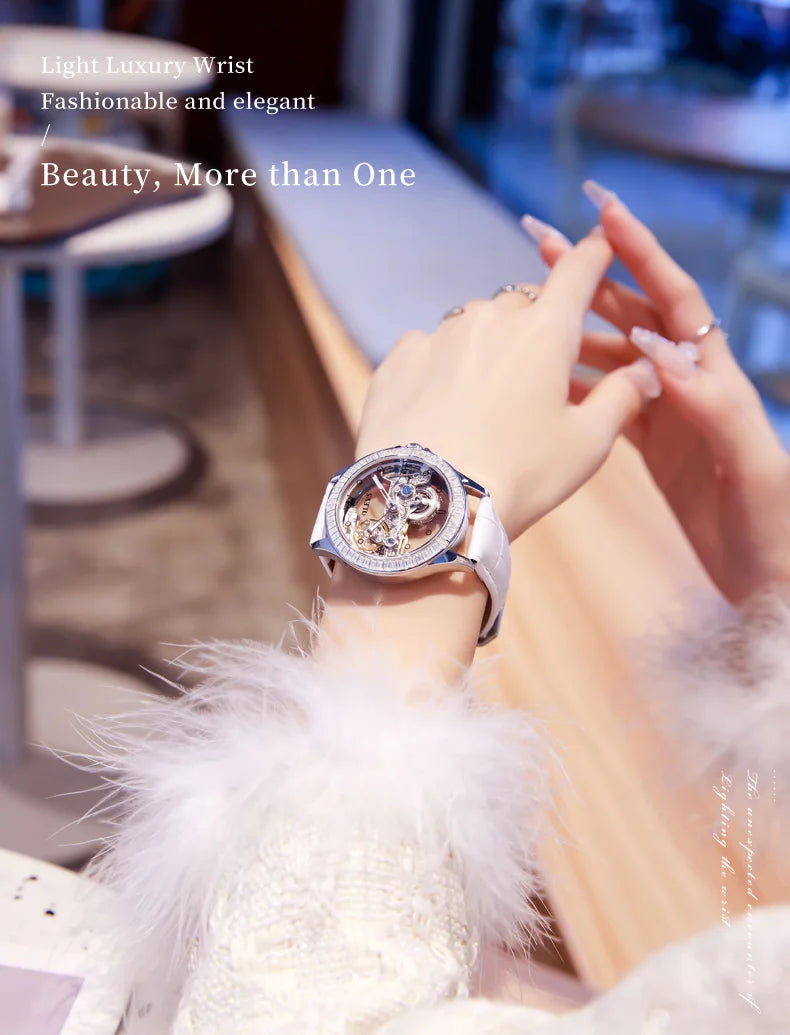 OLEVS 6699 Automatic Mechanical Watch - Transparent 40mm Big Dial, Bracelet Set, Luxury