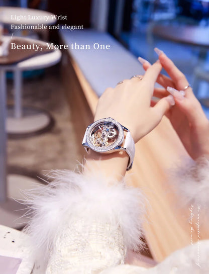 OLEVS 6699 Automatic Mechanical Watch - Transparent 40mm Big Dial, Bracelet Set, Luxury