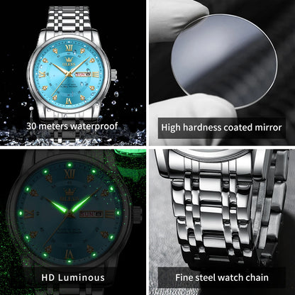 OLEVS Men’s Stainless Steel Quartz Watch with Roman Numerals, Model TY712