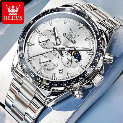 OLEVS 2945 Men's Watch - Moon Phase, Chronograph, Waterproof, Backlight, Fashion Quartz