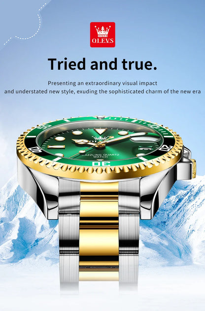 OLEVS 5885 Men's Watch - Original Brand, Waterproof, Stainless Steel, Automatic Date, Gifts