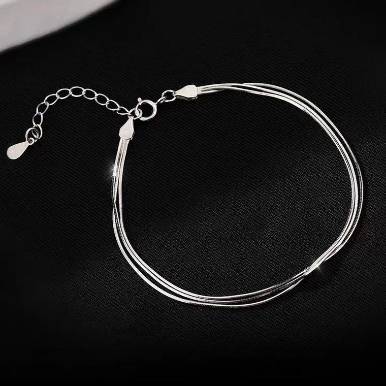 925 Sterling Silver Geometric Bead Bracelet