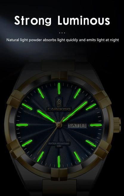 CAREKISO Military Watch - Waterproof Luminous Quartz with Date & Week
