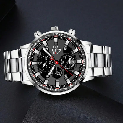 DEYROS Men's Luxury Quartz Watch - Stainless Steel Band, Numberless Dial, Bracelet Clasp
