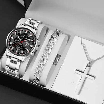 DEYROS Men's Luxury Quartz Watch - Stainless Steel Band, Numberless Dial, Bracelet Clasp