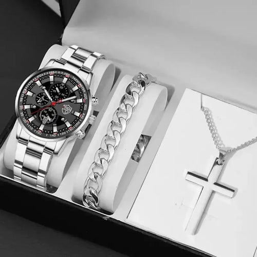 DEYROS Men's Luxury Quartz Watch - Stainless Steel Band, Numberless Dial, Bracelet Clasp