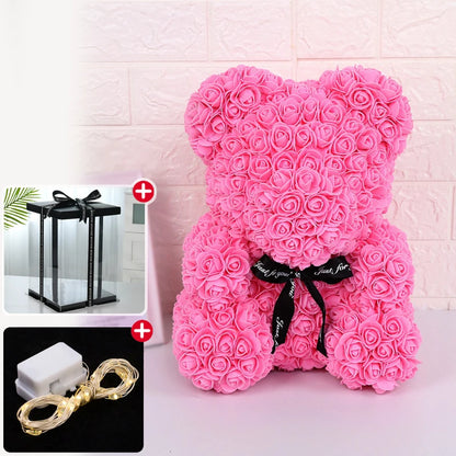 Rose Bear - Eternal Flower Teddy Bear with Gift Box