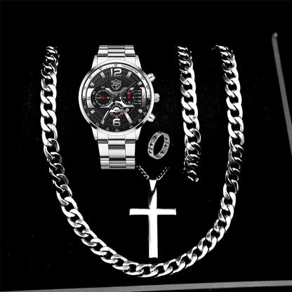 DEYROS Men's Fashion Quartz Watch - Stainless Steel Band, Numberless Dial, Casual Business