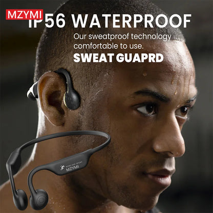 Bone Conduction Neckband Headphones - Bluetooth 5.3, IP56 Waterproof, 15H Battery