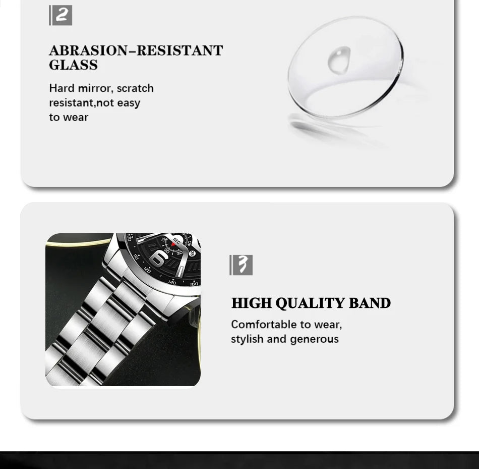 DEYROS Men's Fashion Quartz Watch - Stainless Steel Band, Numberless Dial, Casual Business