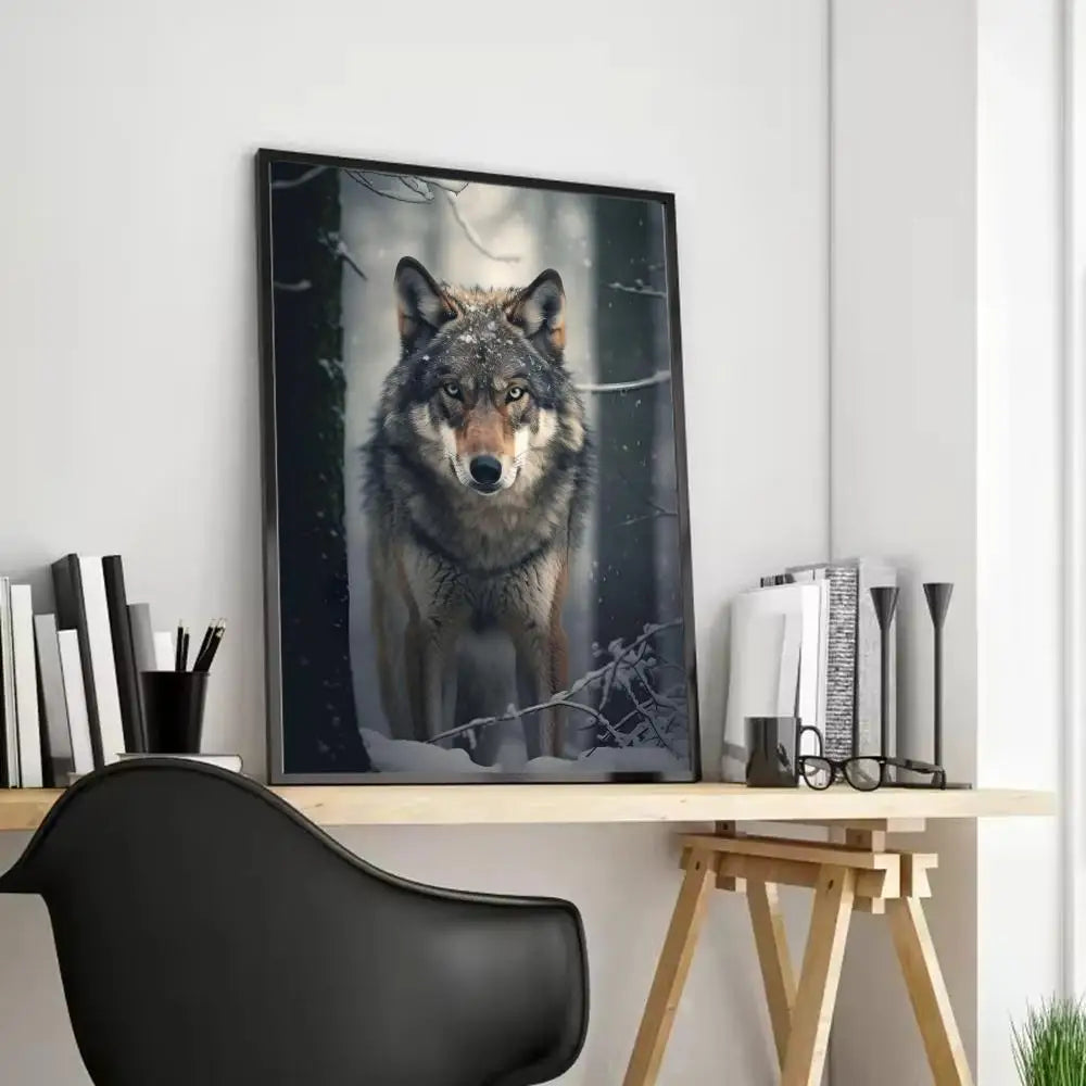 Black Wolf Canvas Poster - HD Print Wall Art Scroll Painting