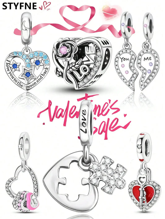 Love Puzzle Key Charm - Silver Plated Bracelet Bead