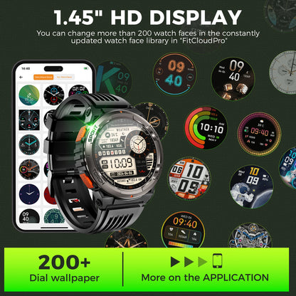 EIGIIS KE5 Smart Watch – 1.45" TFT, 3ATM, 530mAh, Compass & Altimeter