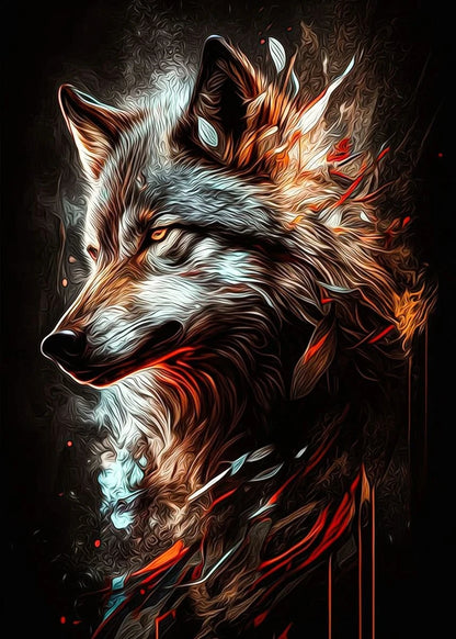 Wolf Canvas Poster - Waterproof Ink Abstract Spray Painting Wall Art