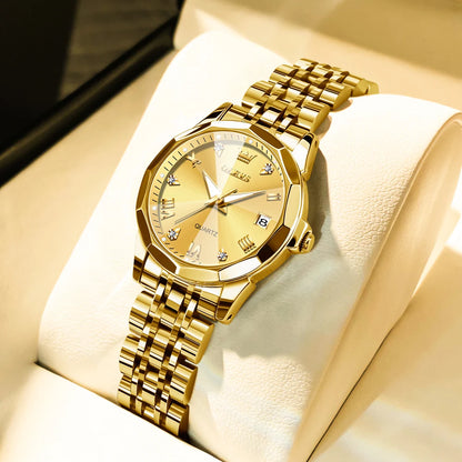 OLEVS 9931L Elegant Fashion Watch - Luxury, Waterproof, Stainless Steel, Luminous Date
