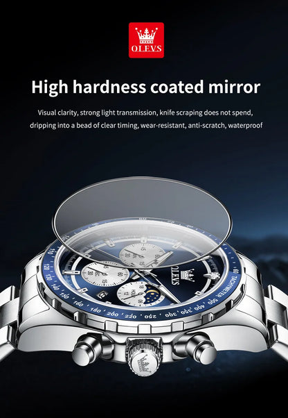 OLEVS 2945 Men's Watch - Moon Phase, Chronograph, Waterproof, Backlight, Fashion Quartz