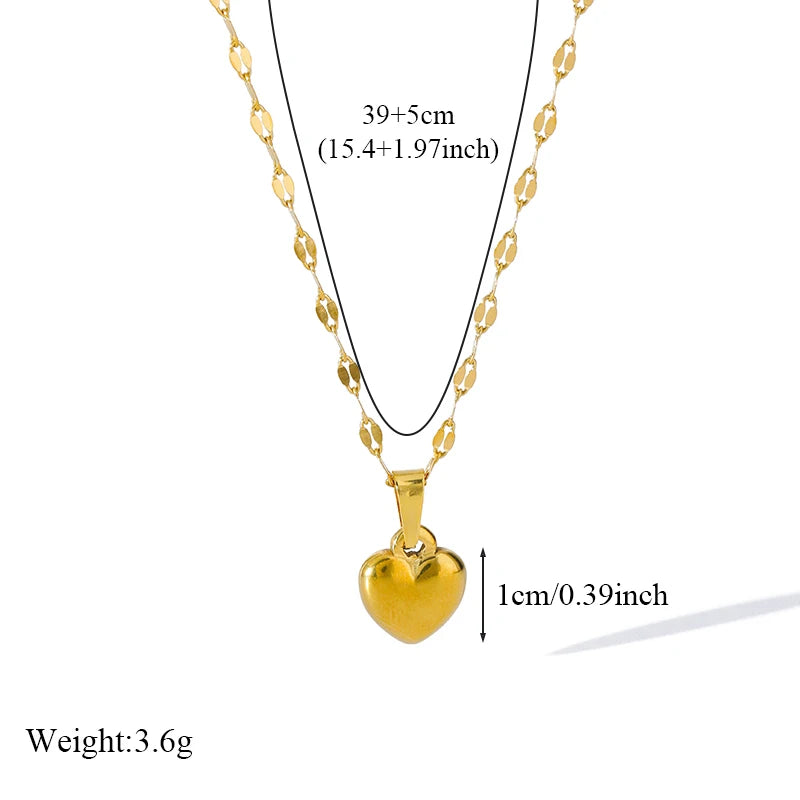 18K Gold Heart Love Jewelry Set - Necklace, Bracelet & Earrings