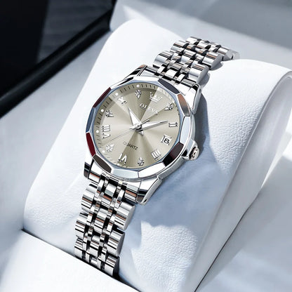 OLEVS 9931L Women's Watch - Elegant Fashion, Luxury, Waterproof, Stainless Steel, Luminous Date