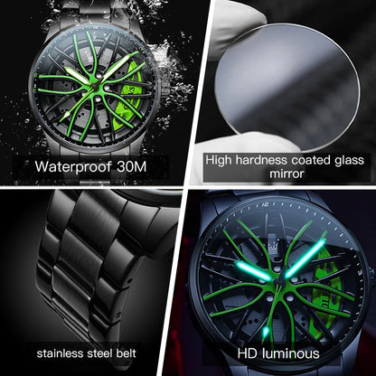 OLEVS 9937 Men's Watch - Fashion, Rotatable Wheel Hub Dial, Waterproof, Luminous, Gifts
