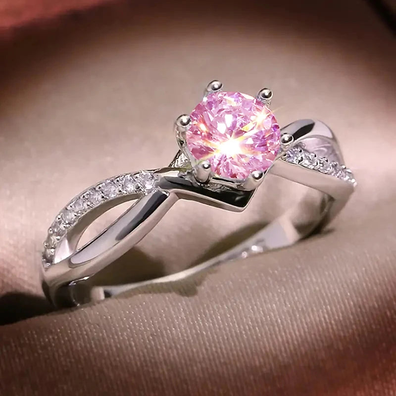 Silver Cubic Zirconia Ring - 6 Claw Engagement Band
