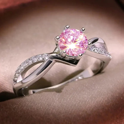Silver Cubic Zirconia Ring - 6 Claw Engagement Band