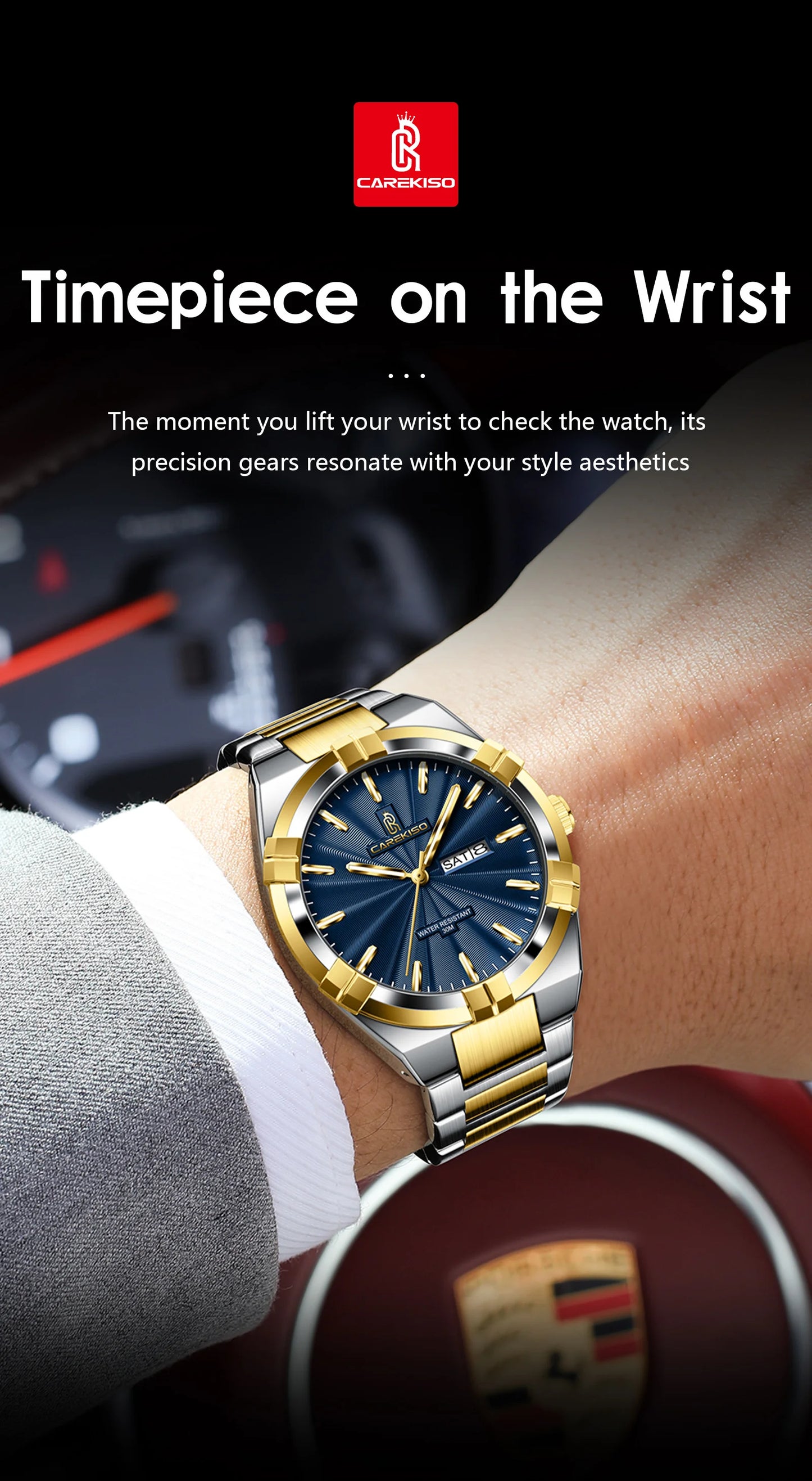 CAREKISO Military Watch - Waterproof Luminous Quartz with Date & Week