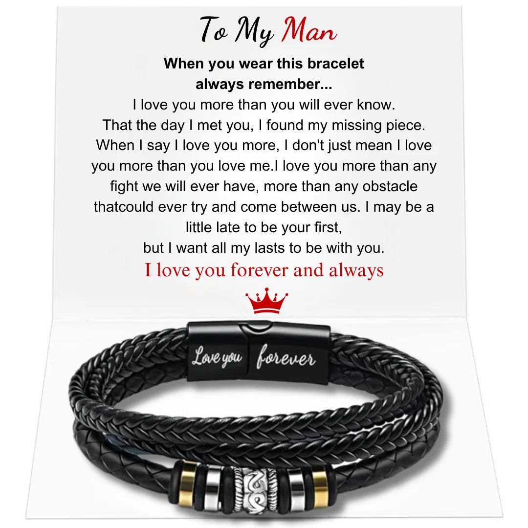 To My Man Stainless Steel Bracelet - Father's Day Gift with Box