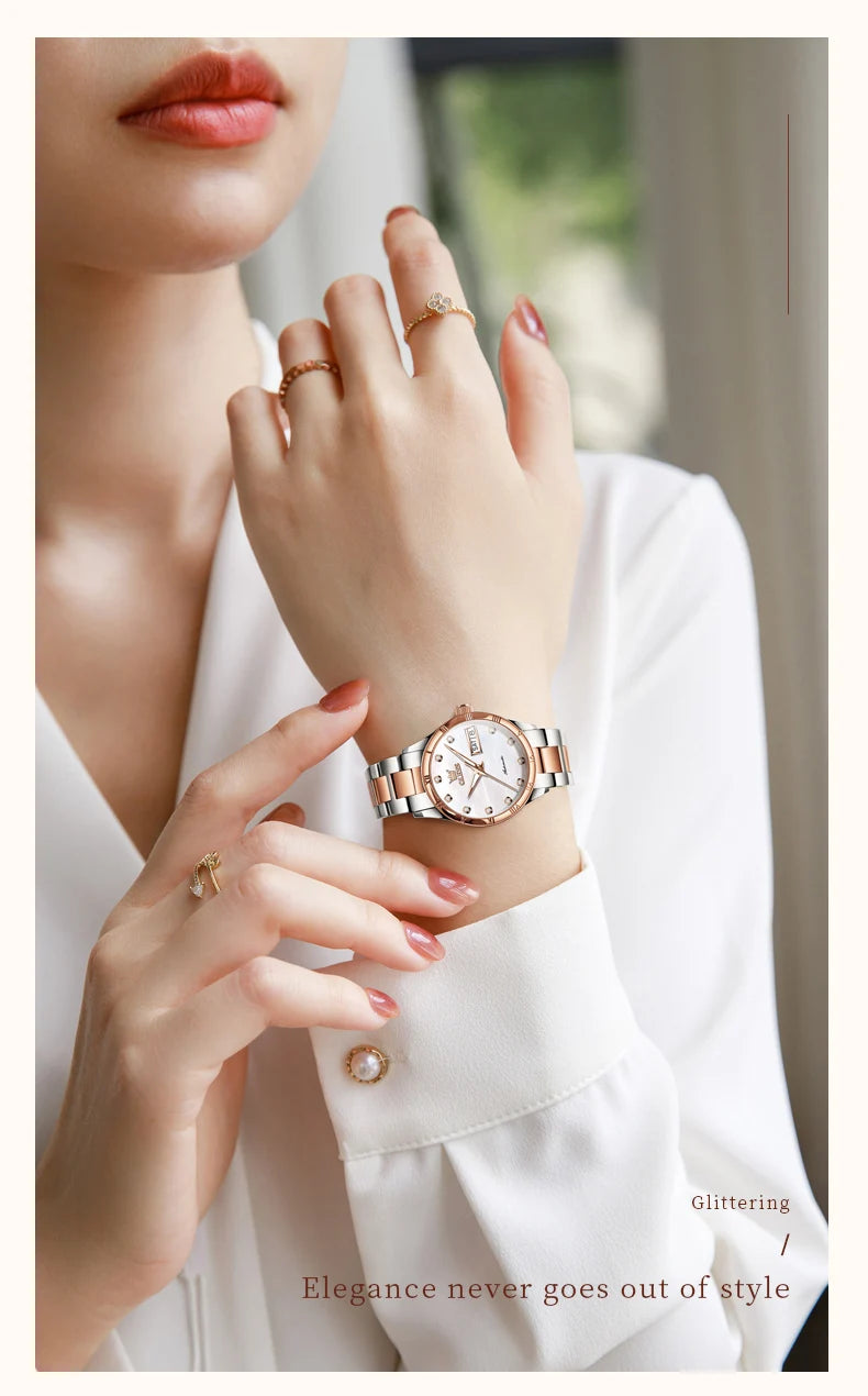 OLEVS Women's Automatic Mechanical Watch - Stainless Steel, Luminous, Waterproof