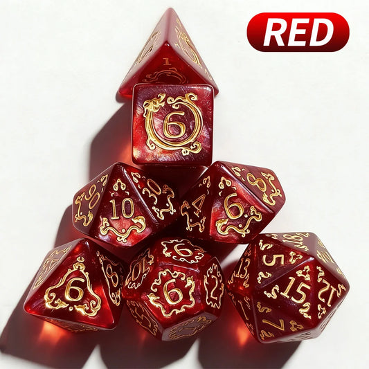 7-Piece Dragon Pattern Polyhedral Dice Set - D&D RPG
