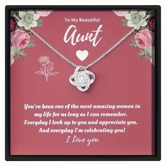 Love Knot Pendant Necklace - Gift for Aunt with Box and Card