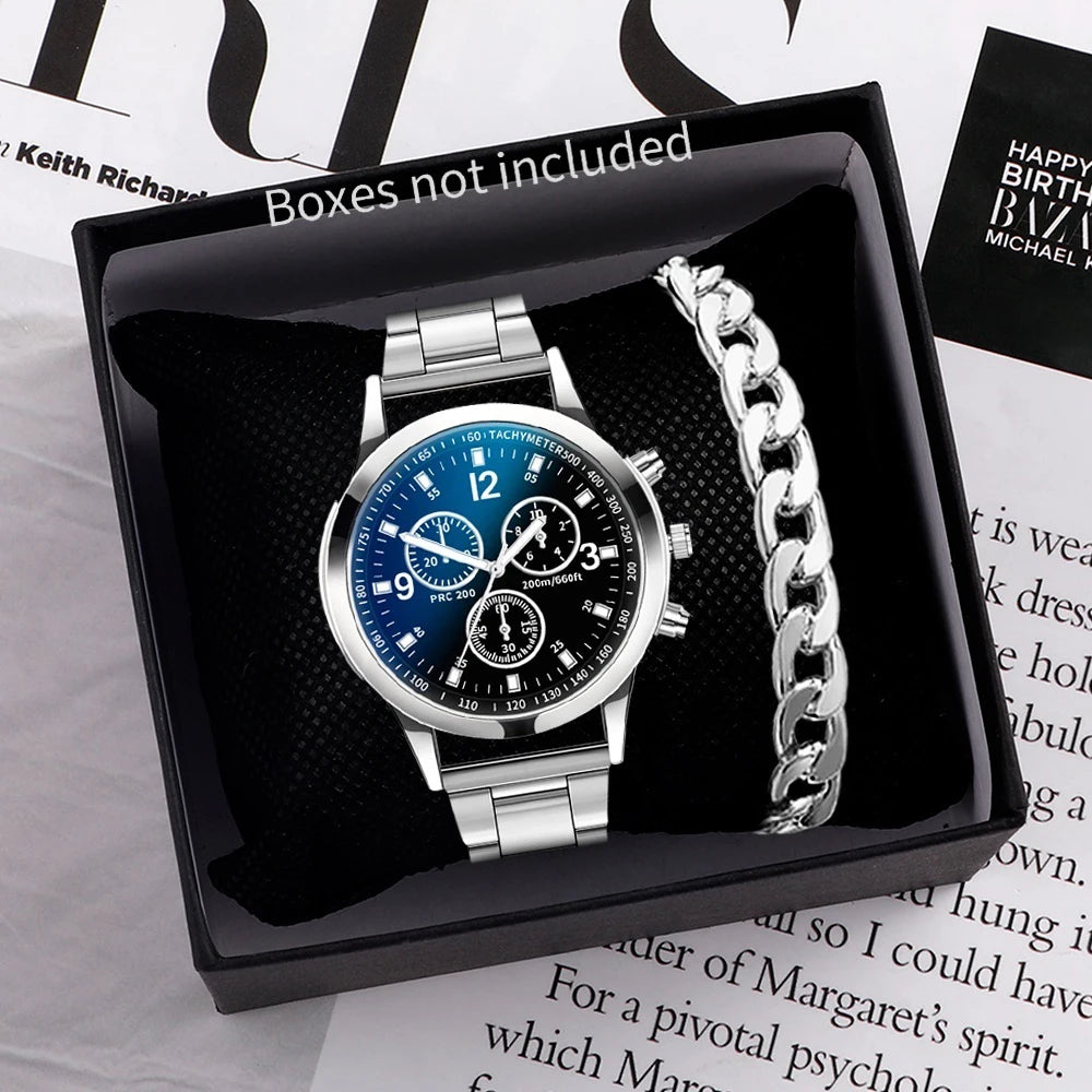 Men's Business Watch - Steel Band Quartz with Bracelet