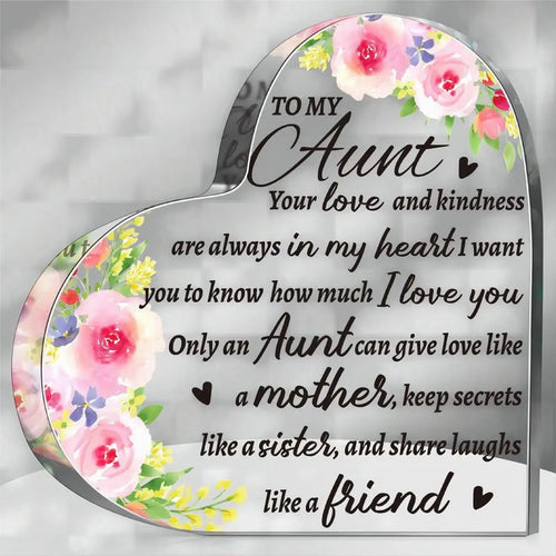 Acrylic Heart Keepsake Sign – Aunt Gift from Niece/Nephew