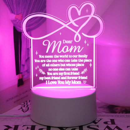 Love Mom USB Night Light – Card Shape, Pink Glow