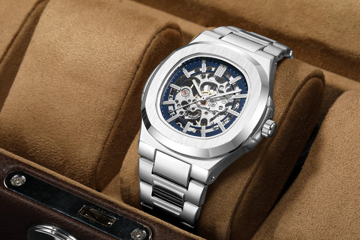 Gorben Automatic Skeleton Watch with Stainless Steel Band and Sapphire Crystal