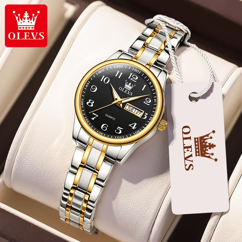 OLEVS 5567 Women's Watch - Fashion, Waterproof, Luminous, Stainless Steel Gold, Luxury Elegant