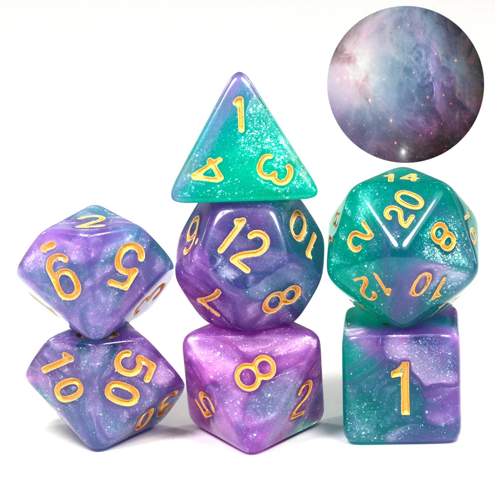 7-Piece Acrylic Polyhedral Dice Set for D&D and RPG Games