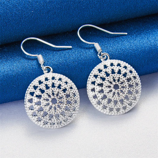 925 Sterling Silver Round Earrings - Fashionable Wedding Jewelry