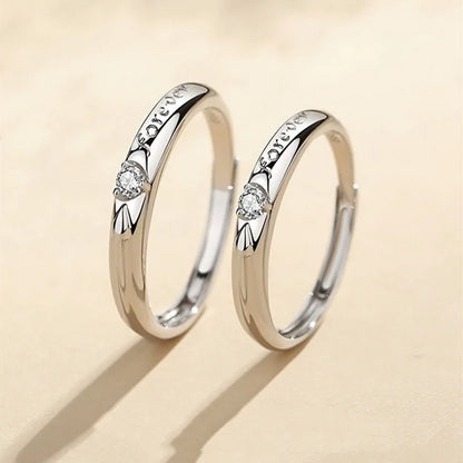 Square Zirconia Couple Rings - Luxury Wedding Bands