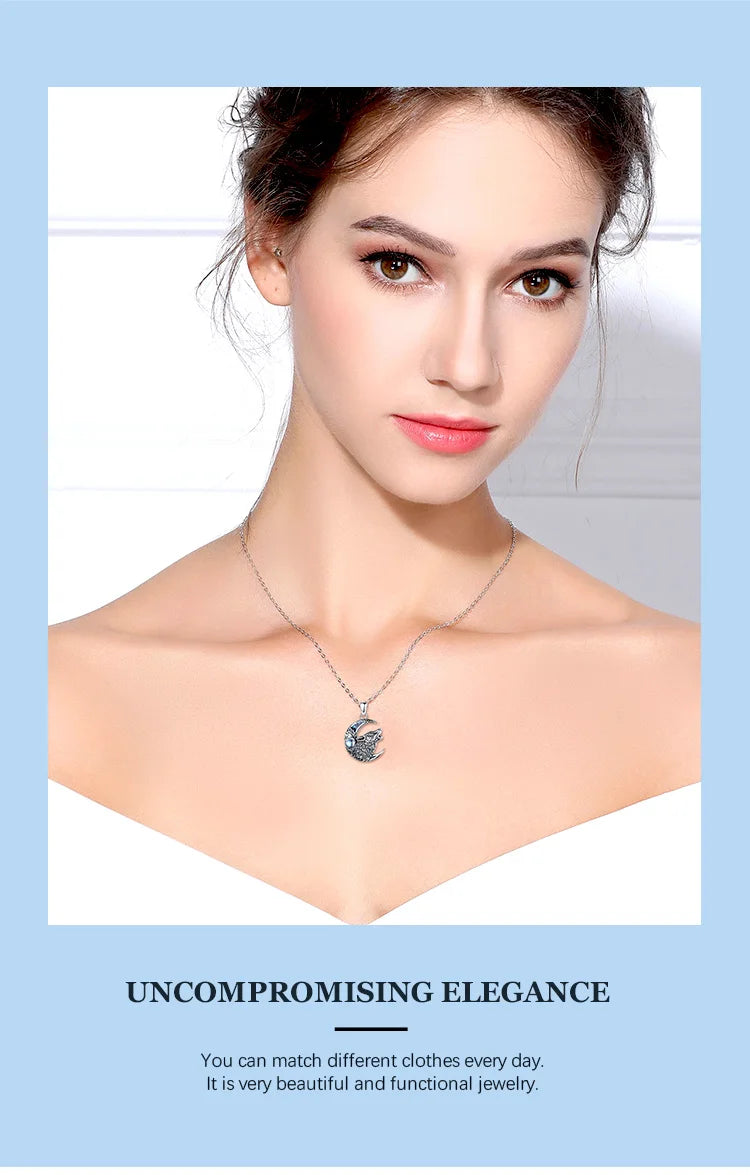 Wolf Moonstone Necklace