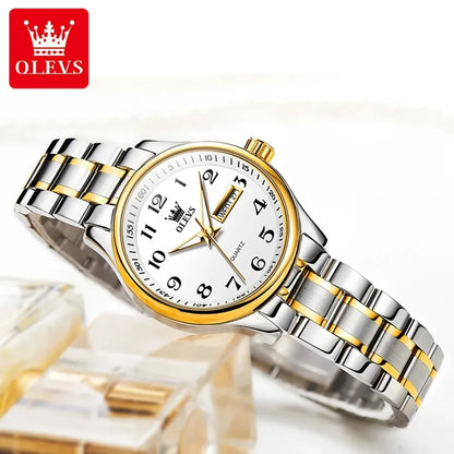 OLEVS Women’s Stainless Steel Quartz Watch with Date and Week Display